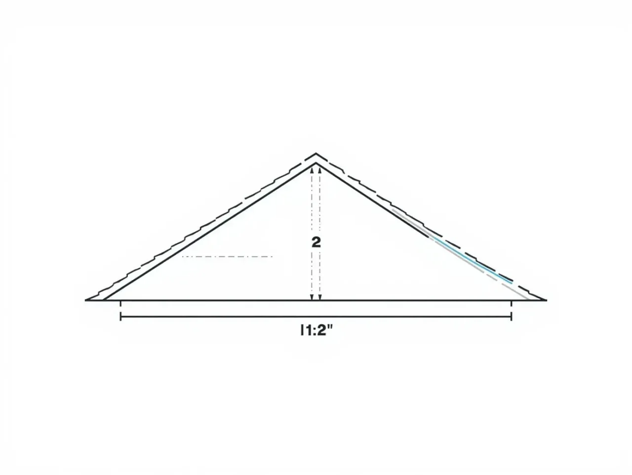 The image displays a 2_12 pitch measurement for asphalt shingles