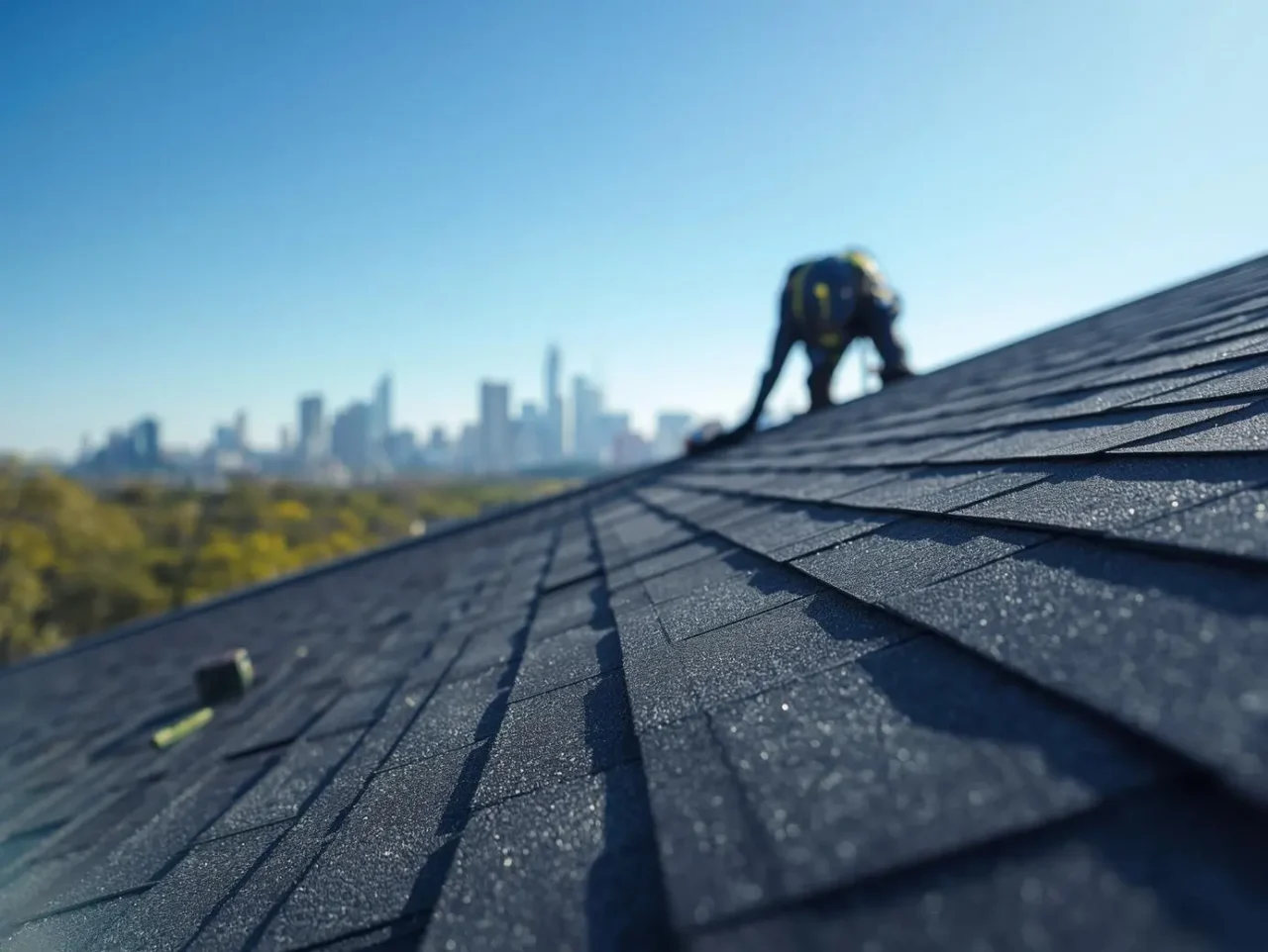 a professional roofing crew installing premium shingles on a residential home in Dallas