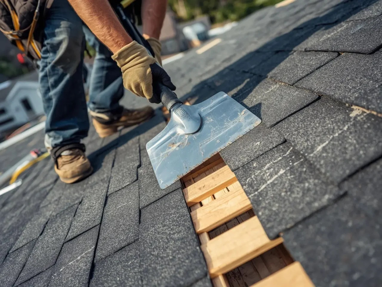 The industry-standard method for asphalt shingle removal