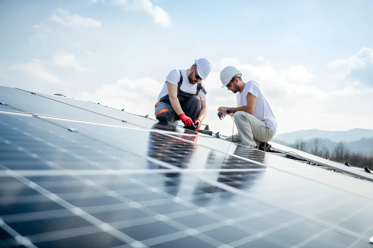 Completed solar shingle roof installation - Modern home with seamlessly integrated photovoltaic tiles replacing conventional roofing - Aesthetic solar energy result