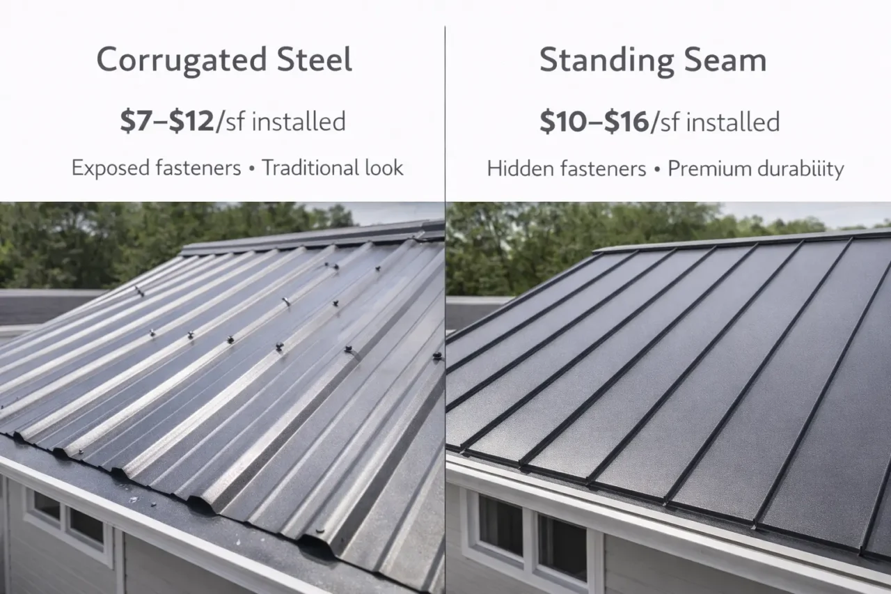 how much is a steel roof cost comparison corrugated steel roof versus standing seam roof profiles