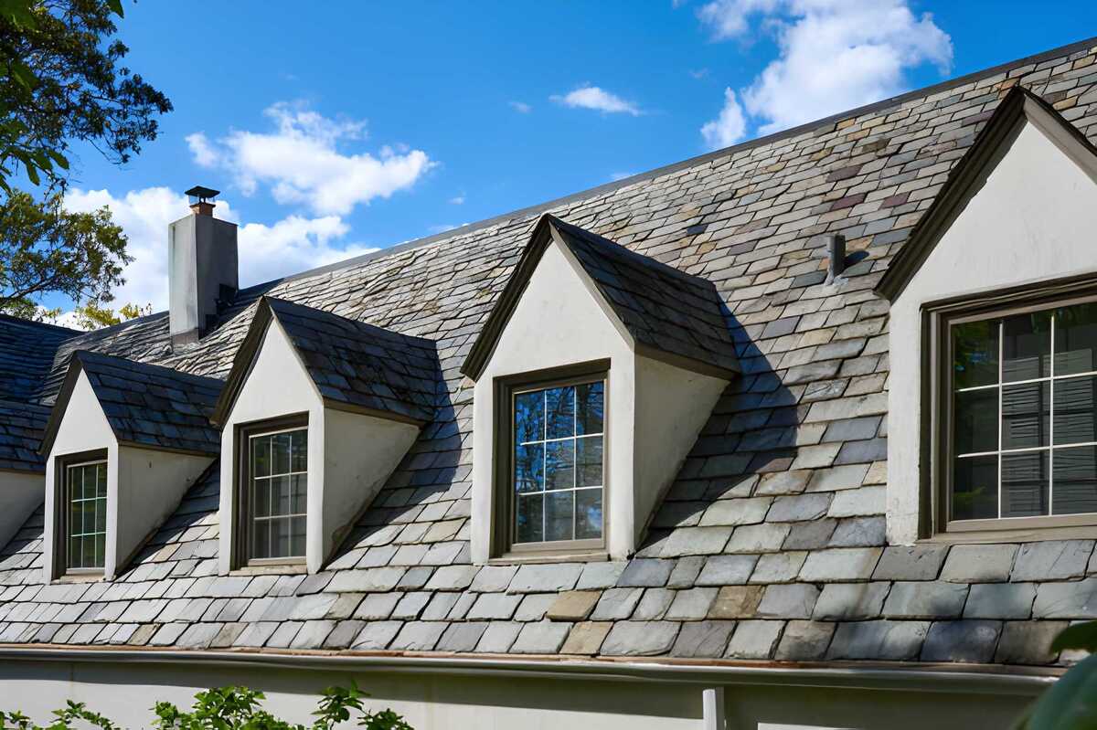Beautiful home featuring a newly repaired slate roof