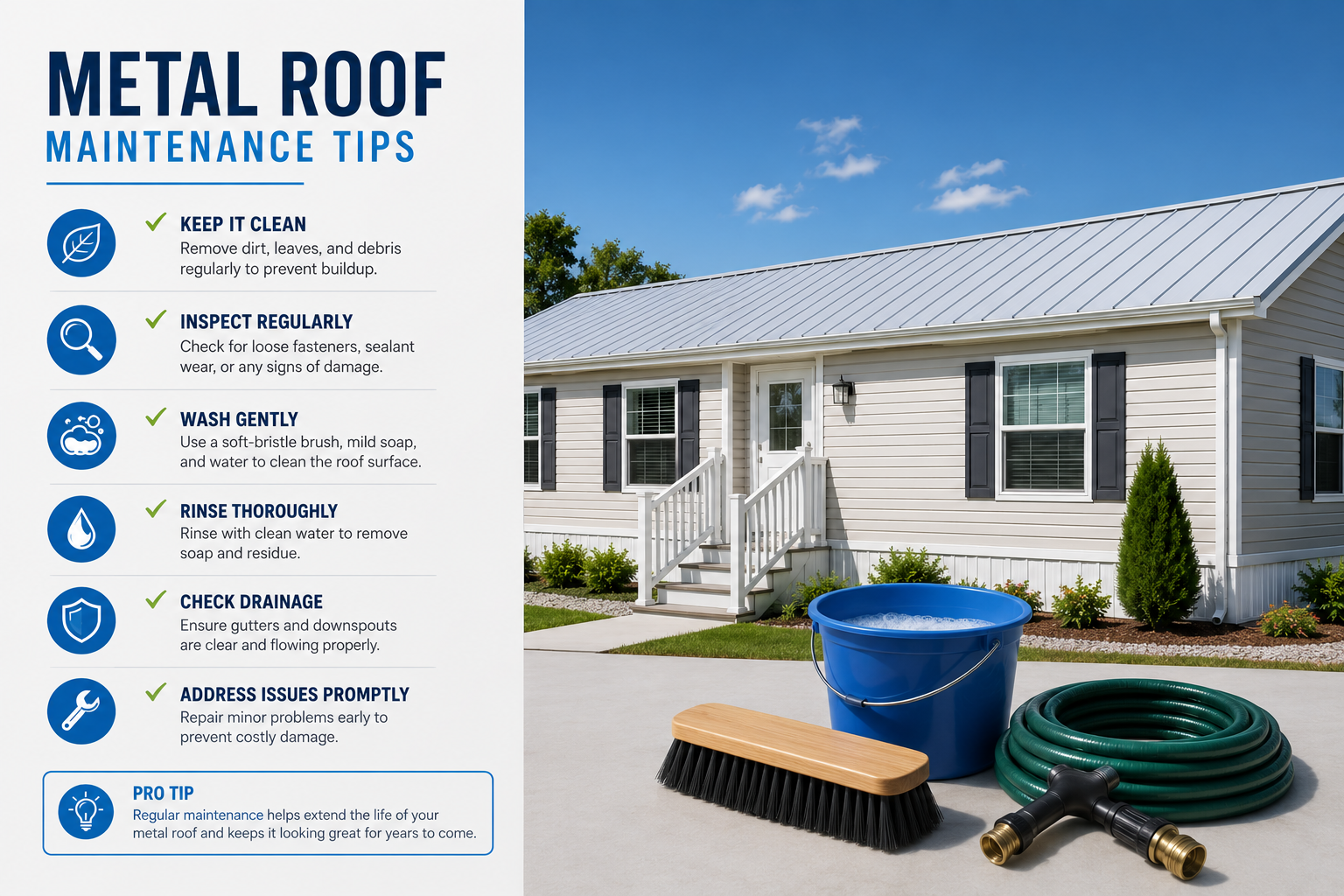 Essential maintenance tips for metal roofs on mobile homes.