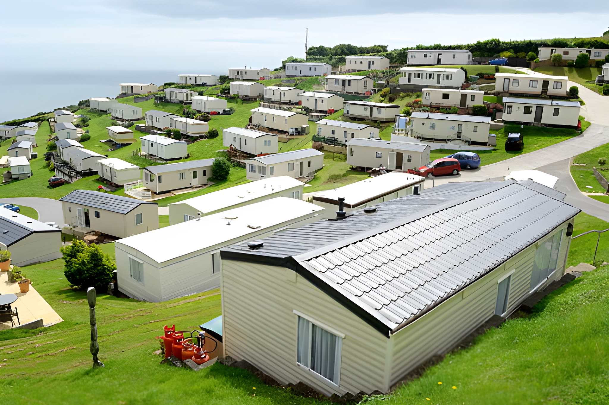 Various types of mobile home roofs displayed in a collage.