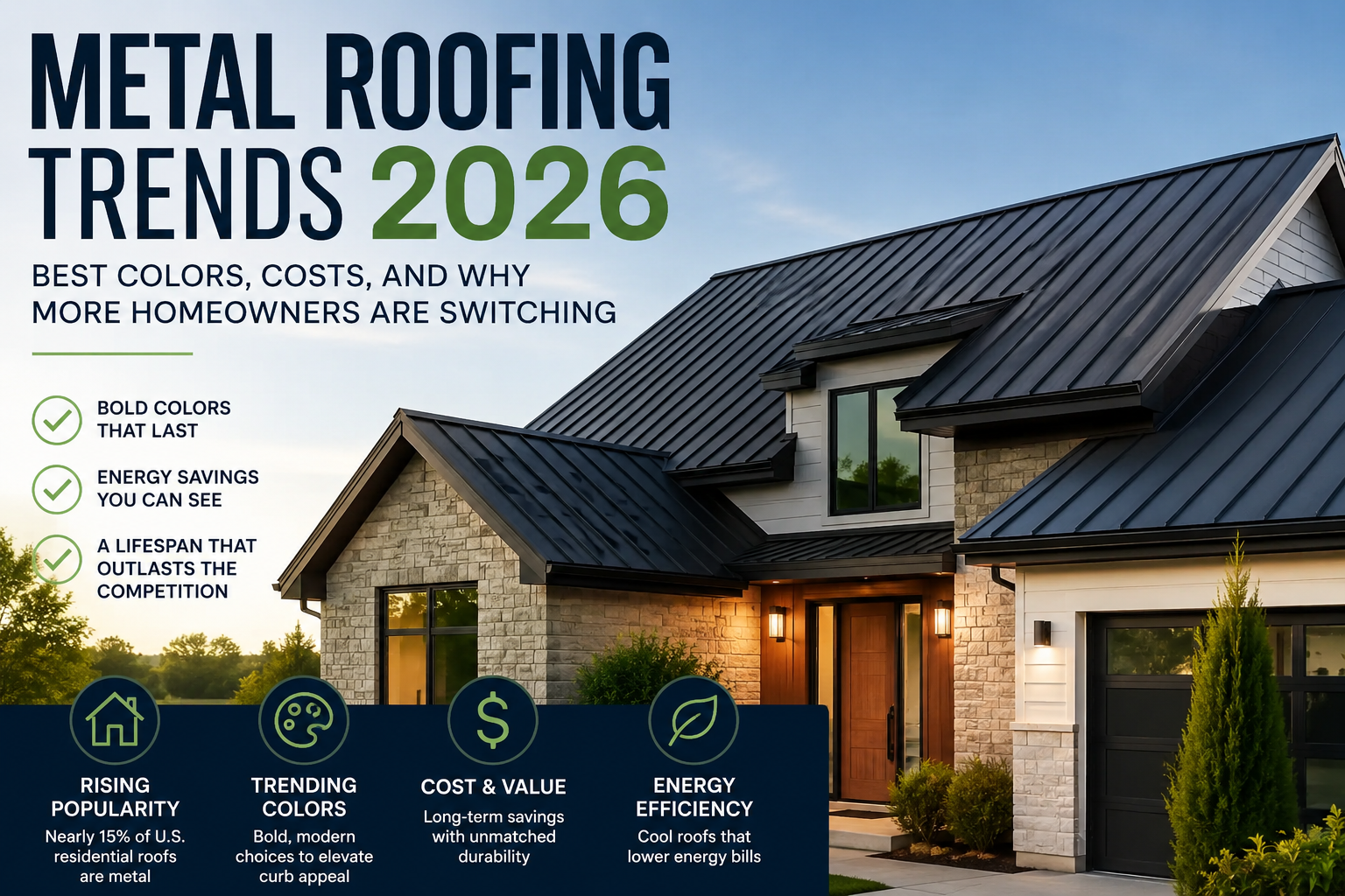 Metal Roofing Trends 2026: Best Colors, Costs, and Why More Homeowners Are Switching