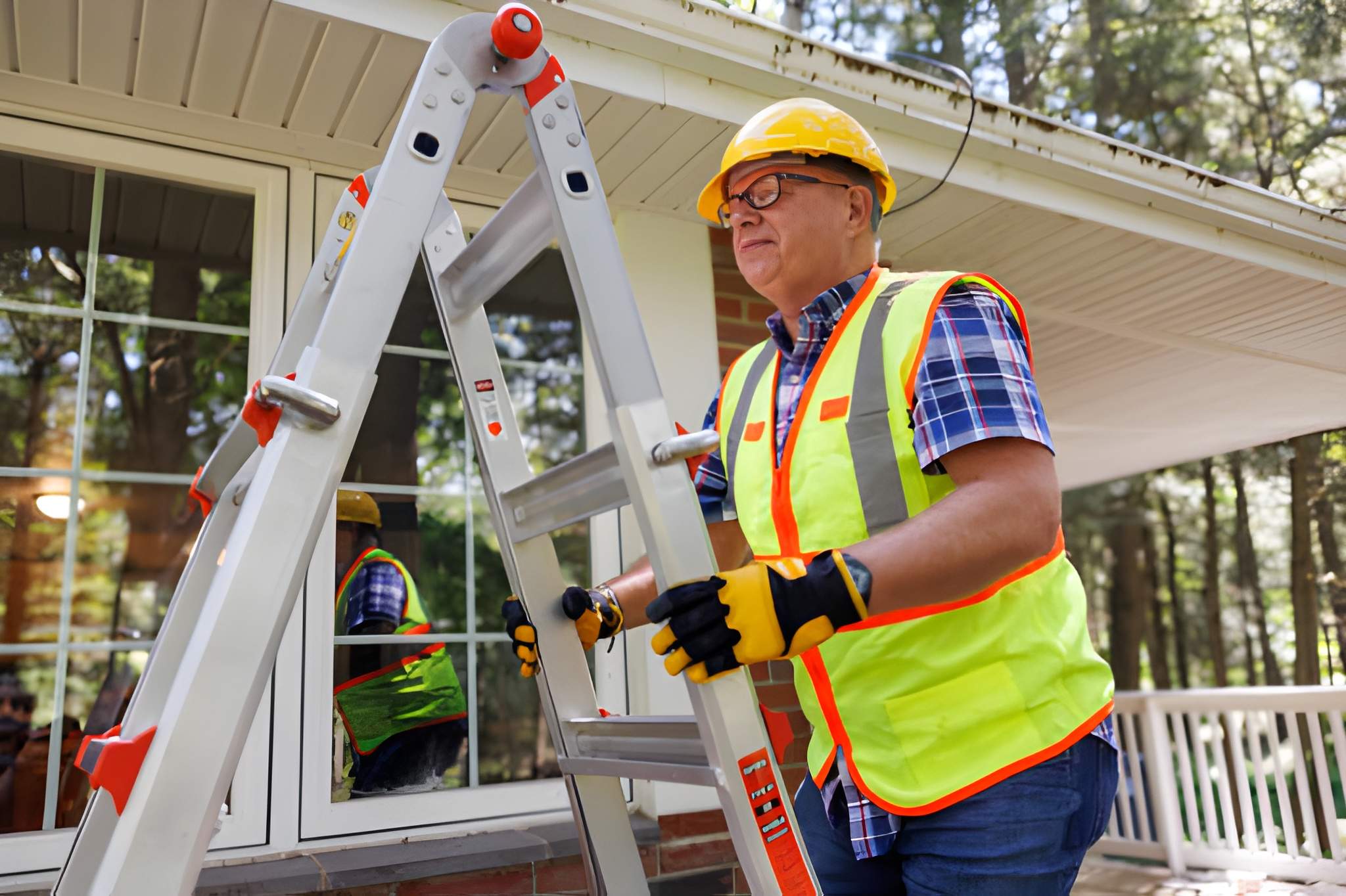 Inspecting a mobile home roof for damage
