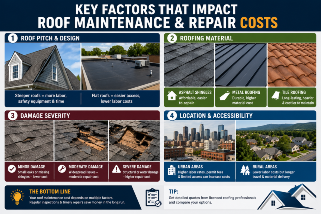 Key factors affecting roof repair and maintenance costs